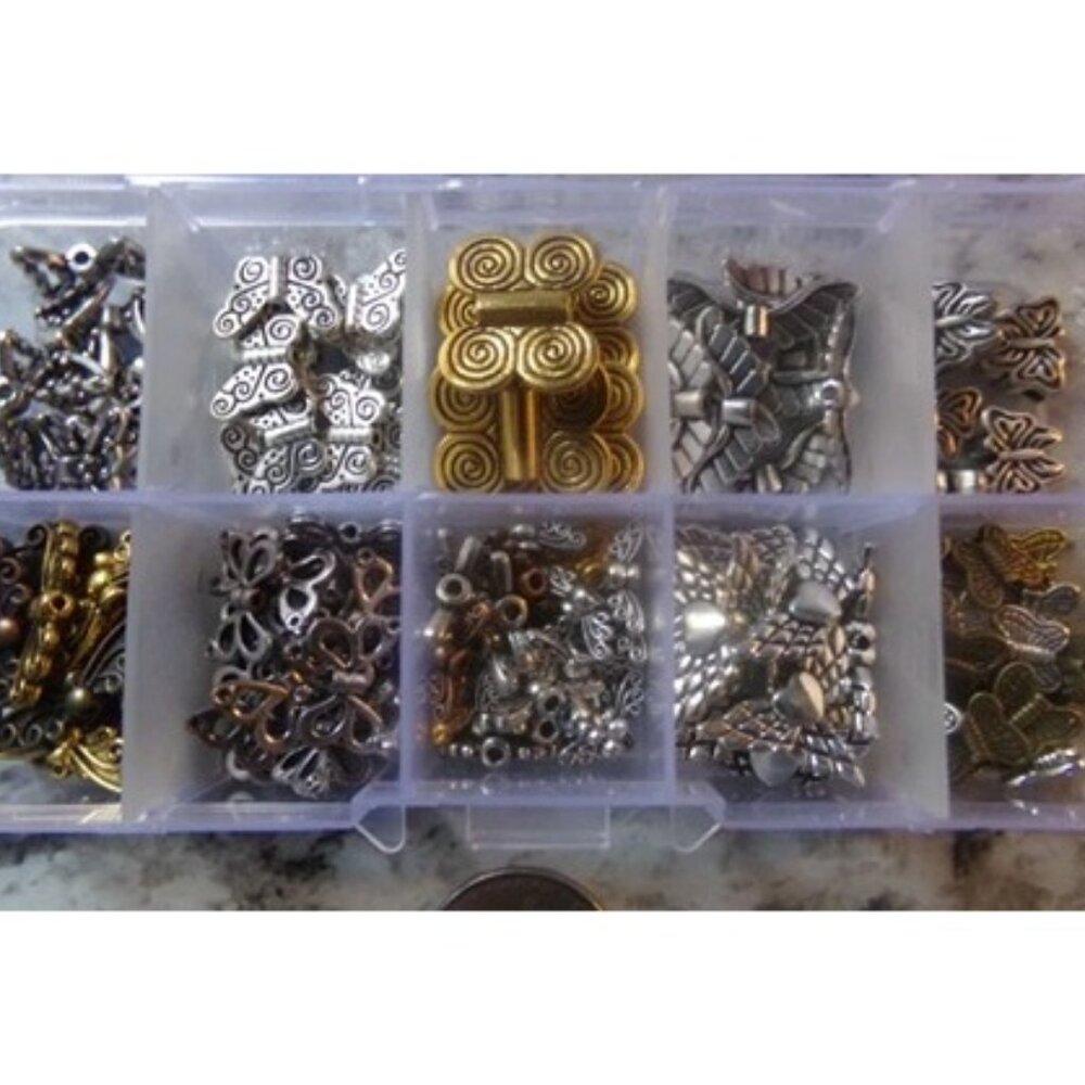 Mixed Wing & Butterfly Beads/Spacers in Container